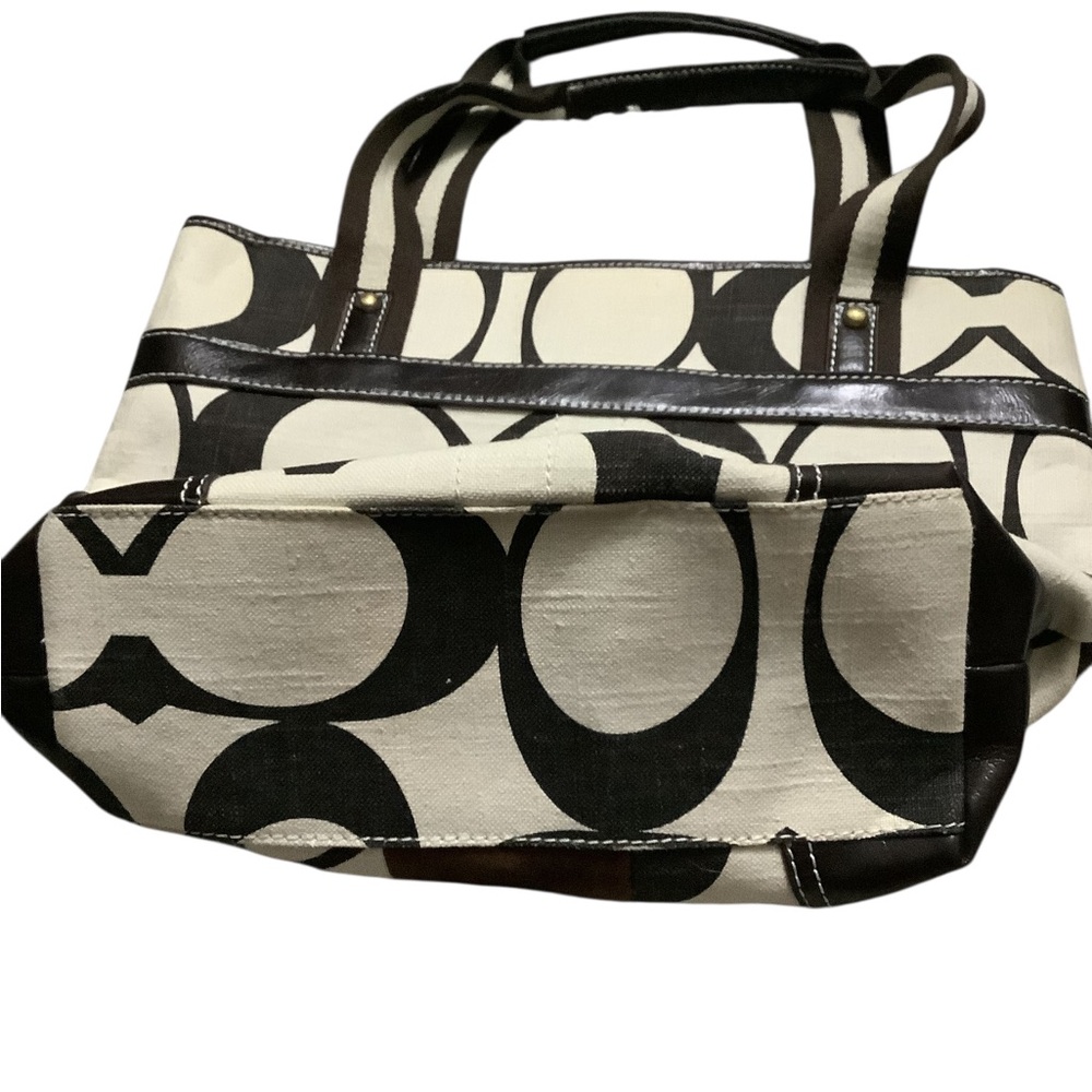 Coach Brown and Cream Signature Canvas Tote - Picture 3 of 5